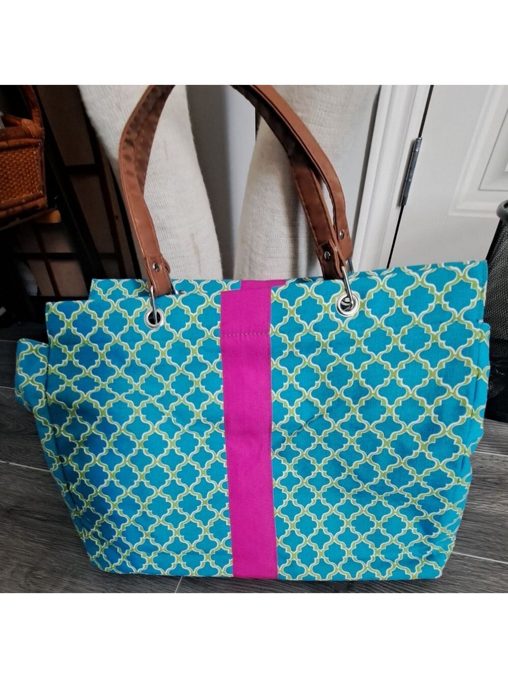 Tri Coastal Design Large canvas open tote bag overnight travel beach spa footed
